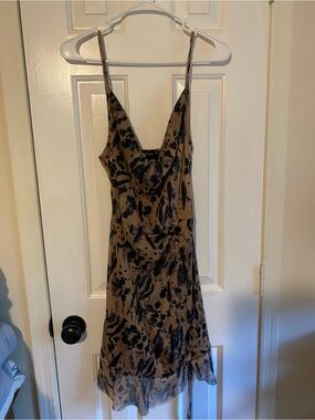 PrettyLittleThing Brown and Black Cowl Slip Midi Dress
